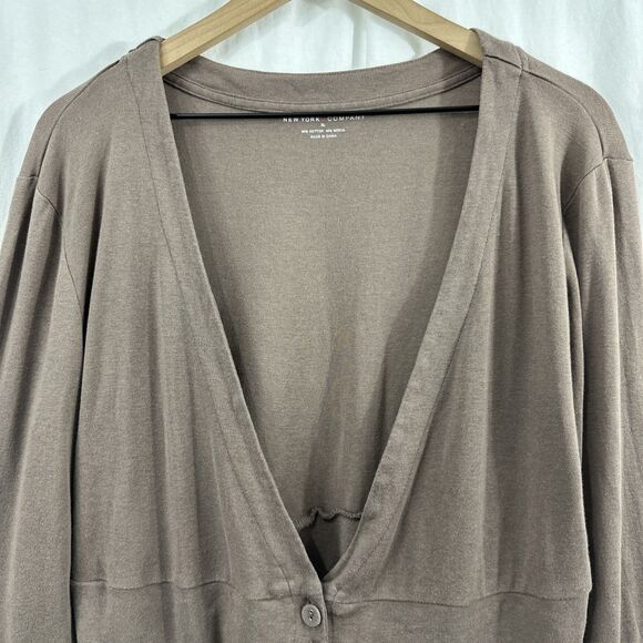 New York & Company Brown Button Waist Long Sleeve Cardigan Womens XL Y2K - Picture 4 of 9